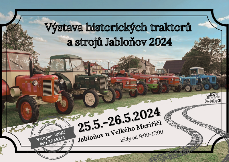 PLAKÁT Výstava historických traktorů a strojů Jabloňov 2024